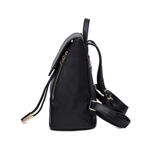 Women's Black PU Leather Backpack Travel bag Girls - Picture 2 of 5